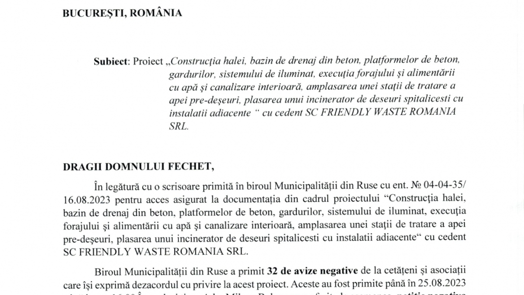 Кметът Пенчо Милков сезира румънското екоминистерство за отрицателното становище относно инсинератора в Гюргево