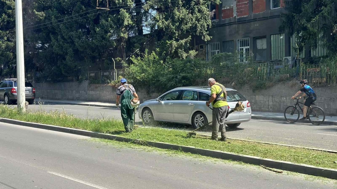Продължава косенето на тревните площи в Русе