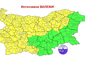 Жълт код за гръмотевични бури, интензивни валежи и градушки в община Русе на 24 юни 