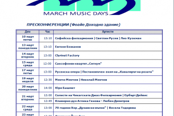 График на пресконференциите за МФ „Мартенски музикални дни“