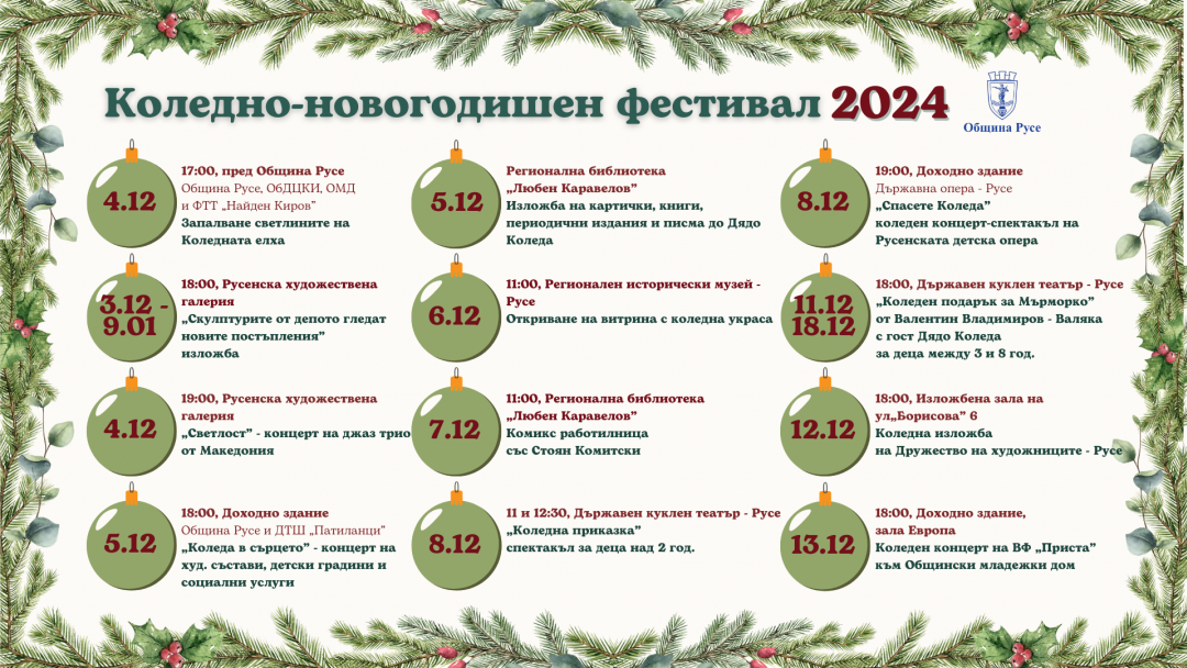 Коледно-новогодишният фестивал на Община Русе обещава много музика, забавления и топлина в празничните дни