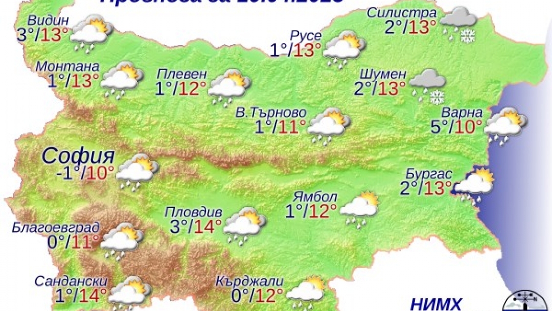 НИМХ с предупреждение за влошаване на времето в Североизточна България на 10 април