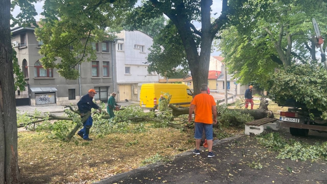 В Русе над 230 служители от дежурните екипи отстраняват щетите след снощната буря 